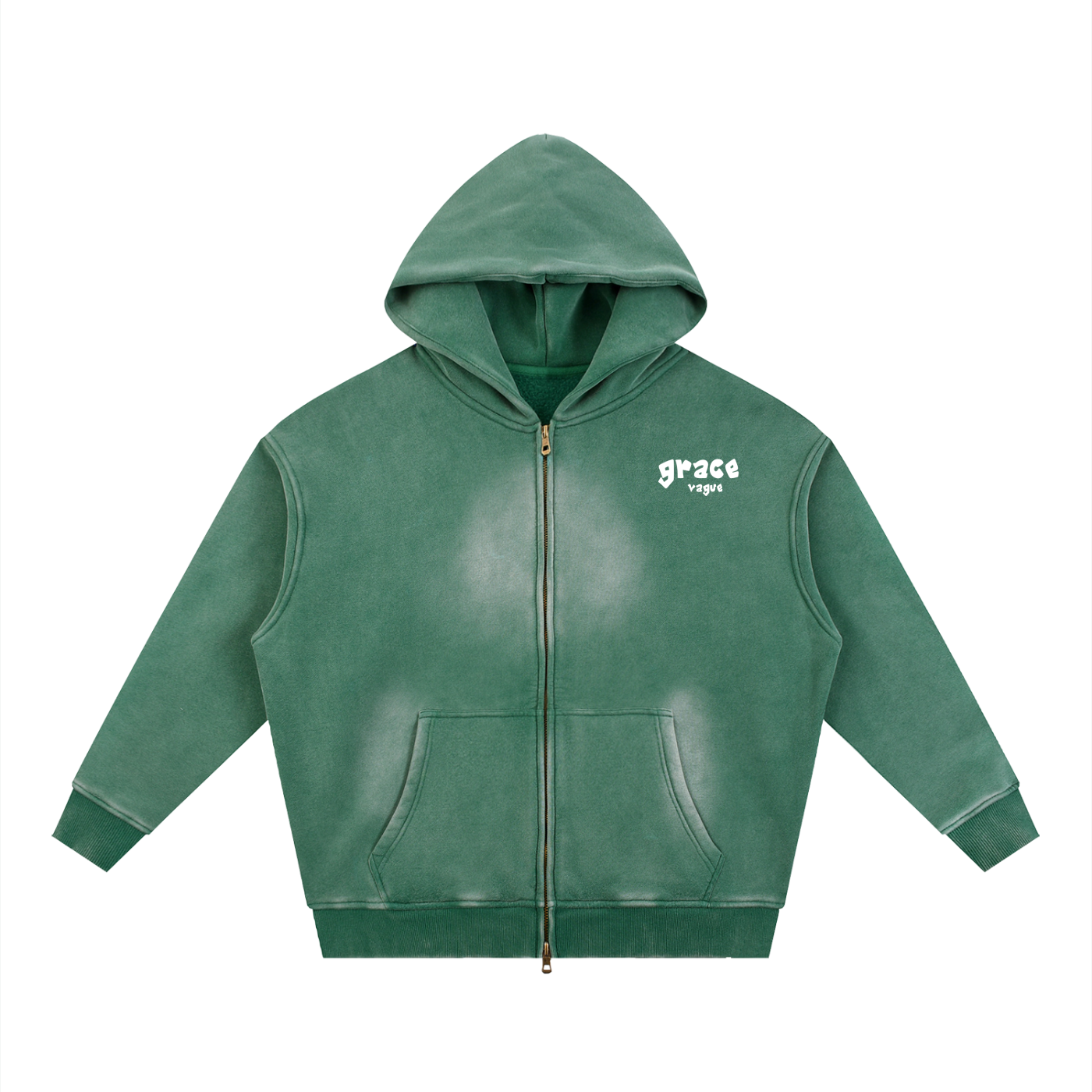 Sunfade Two-way Zipper Boxy Fleece Hoodie