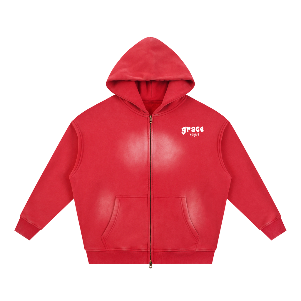 Sunfade Two-way Zipper Boxy Fleece Hoodie