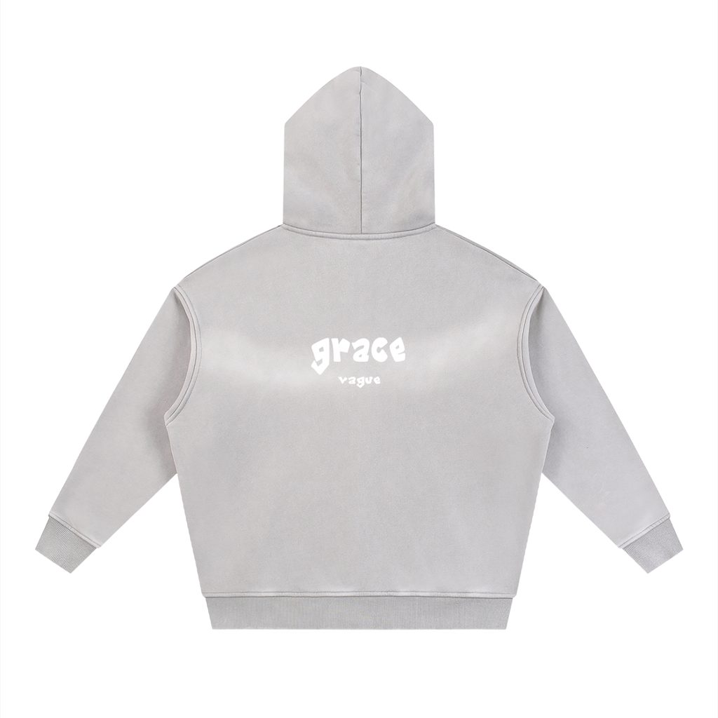 Sunfade Two-way Zipper Boxy Fleece Hoodie