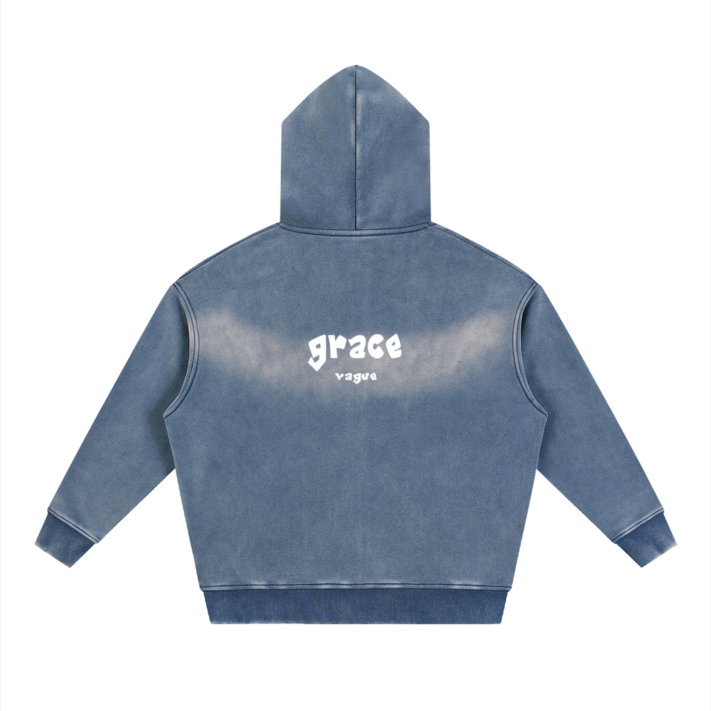 Sunfade Two-way Zipper Boxy Fleece Hoodie